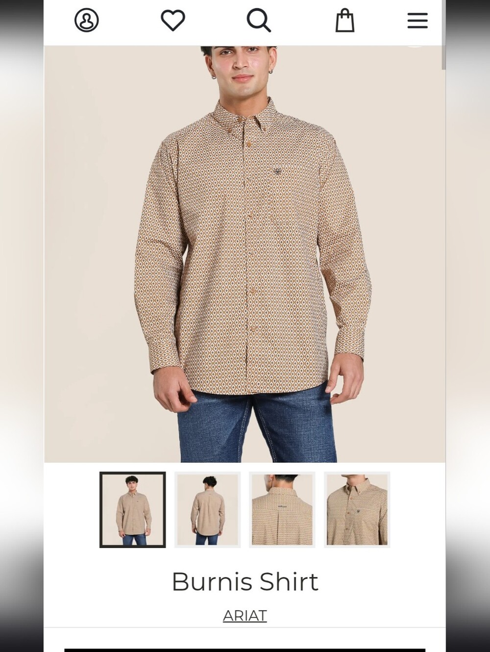 Ariat Burnis Beige Diamond-Print Button-Down Shirt